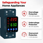 APIELE 110V/220V Voltage Protector, 1-63A Adjustable Smart Breaker（Blue