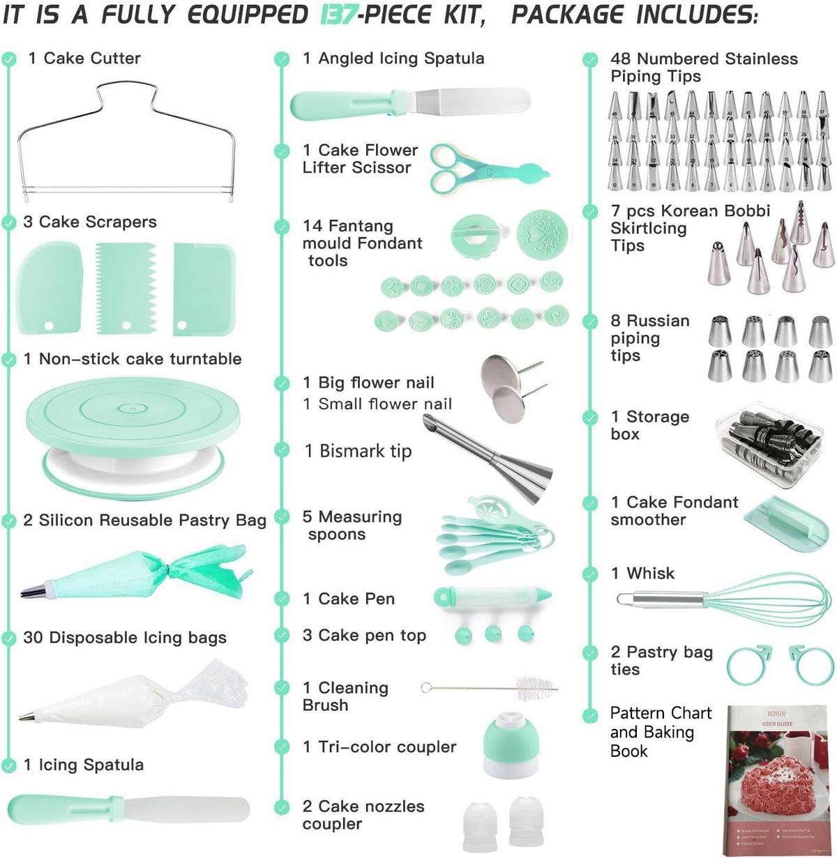 138 Cake Decorating Kit, Baking Supplies Tools for Beginners & Pros