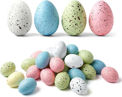 Easter Speckled Eggs Decorations - Bulk Plastic Easter Eggs for Spring Decor Displays, 2.4In Realistic Speckled Eggs