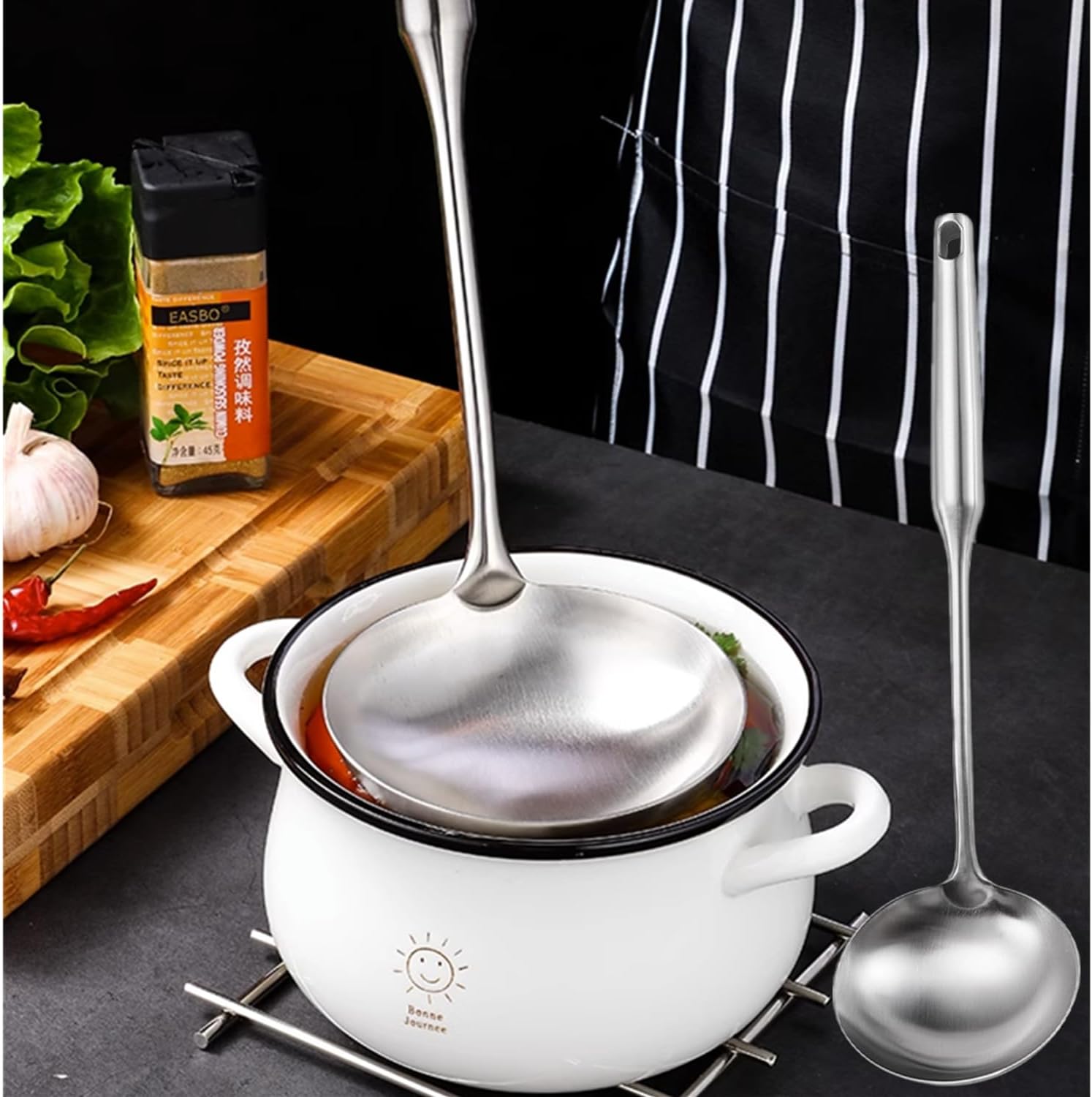 Soup Ladle Stainless Steel Scoop Spoon 304 Stainless Steel Utensils for Cooking with Anti-Scald Design kitchen tool