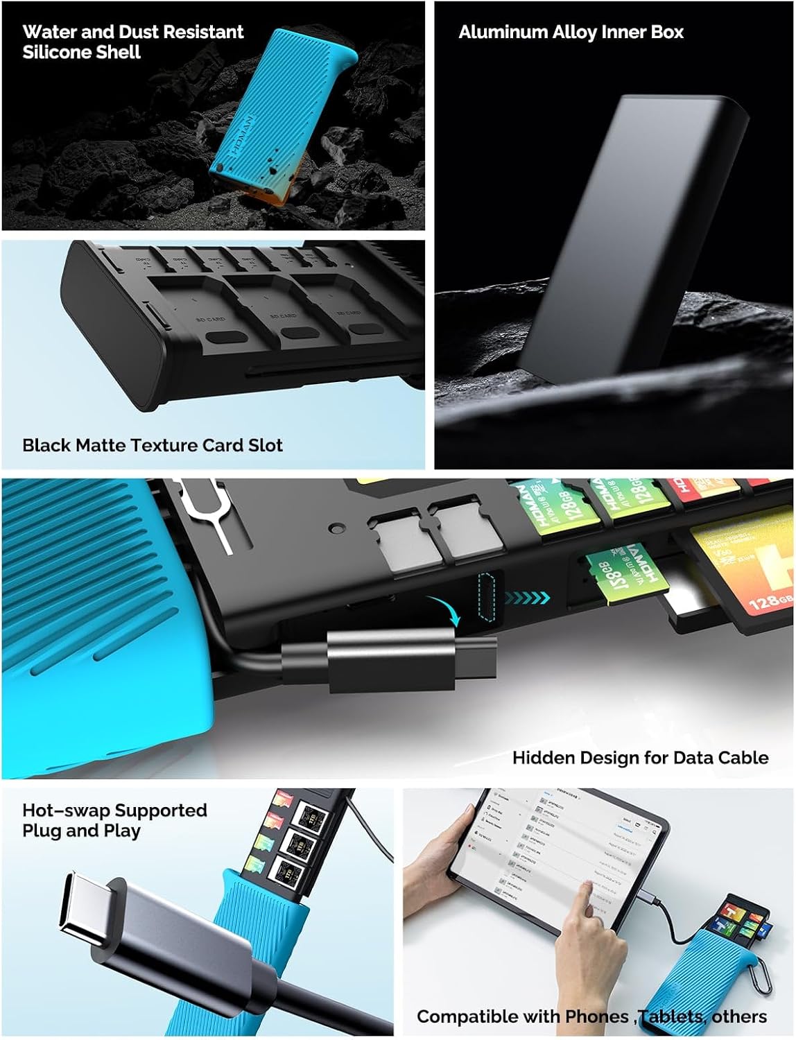 CFexpress Type B & SD Card Reader,USB3.2 Gen 2 10Gbps,Triple-Slot Simultaneous Read Universal CF Card Reader (SD &