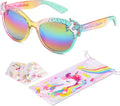Kids Sunglasses Girls,UV Protection Unicorn Heart Toddler Sunglasses Glasses Pouch for Childrens Party Beach Glasses