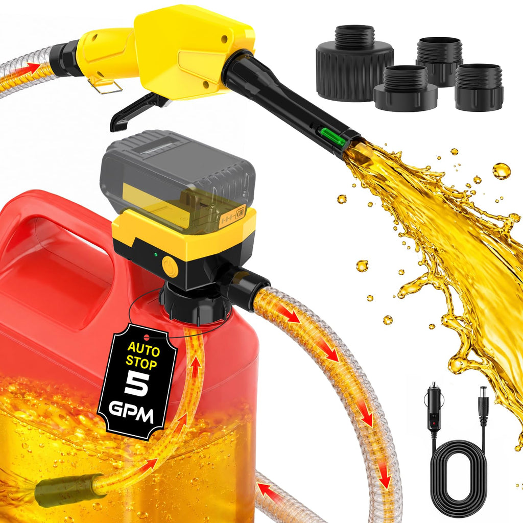 Keimi Cordless Electric Fuel Transfer Pump, Auto-Stop & Hand Trigger Nozzle
