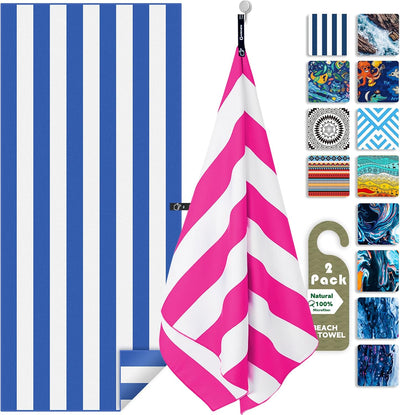 Microfiber Beach Towels Oversize Quick Dry Towel [1 or 4 Pack] - Travel Beach Towel for Swimming Pool, Sand Free