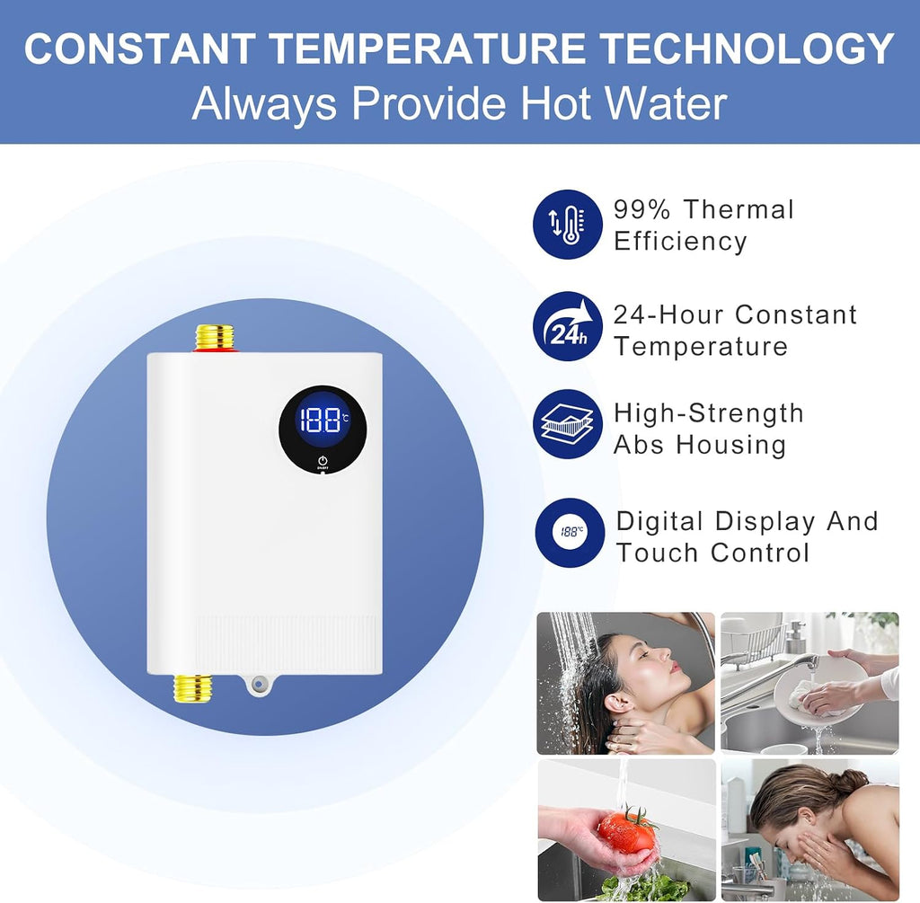 110V Tankless Water Heater Electric, YIHUIBF 3000W Tankless Electric Water Heater Instant, Under Sink Water Heater