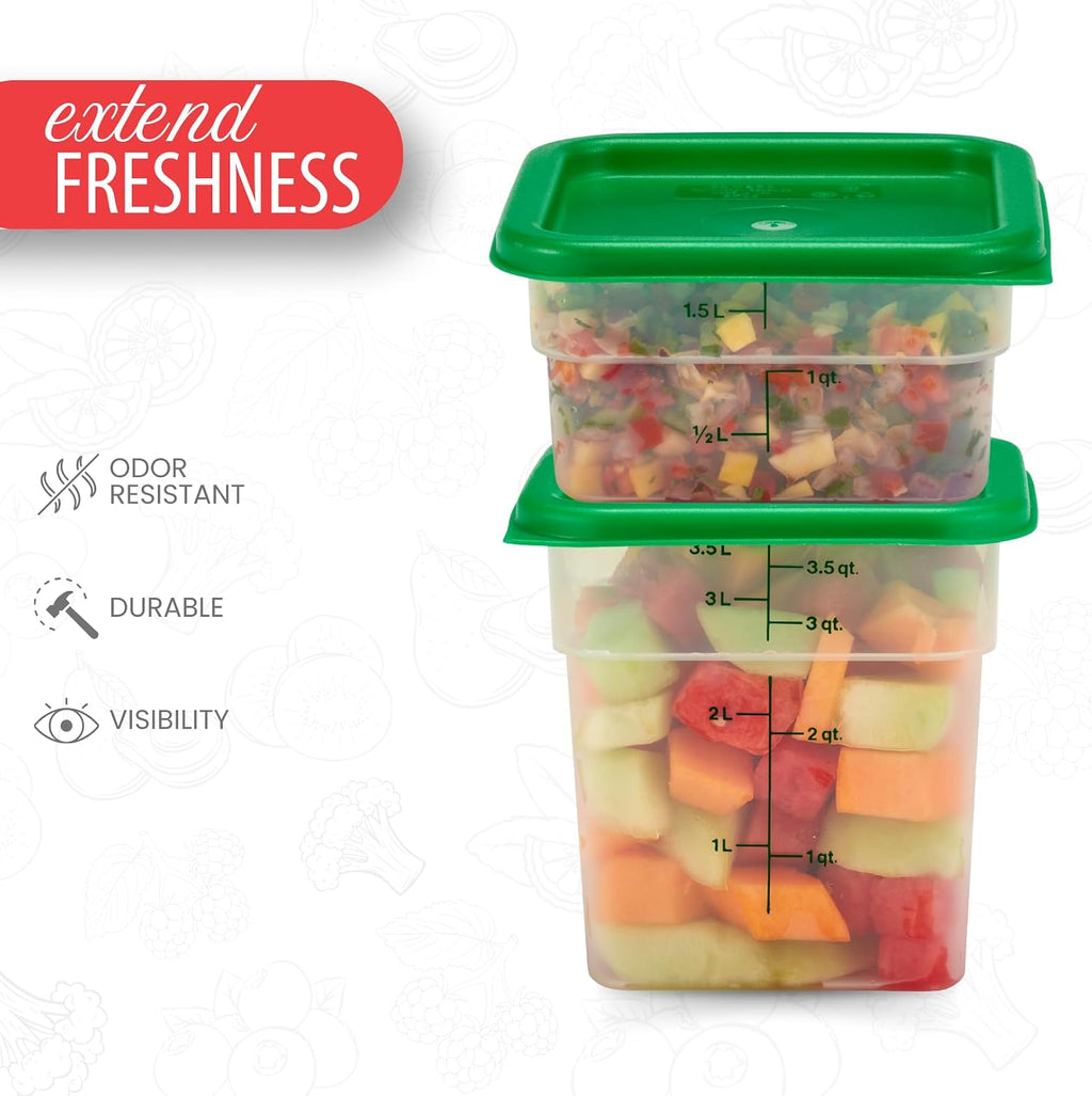 Food Storage Container with Lid (Microwave Safe and BPA-Free) - 2 Pack - Classic Series Square with Green Lid - 2 and