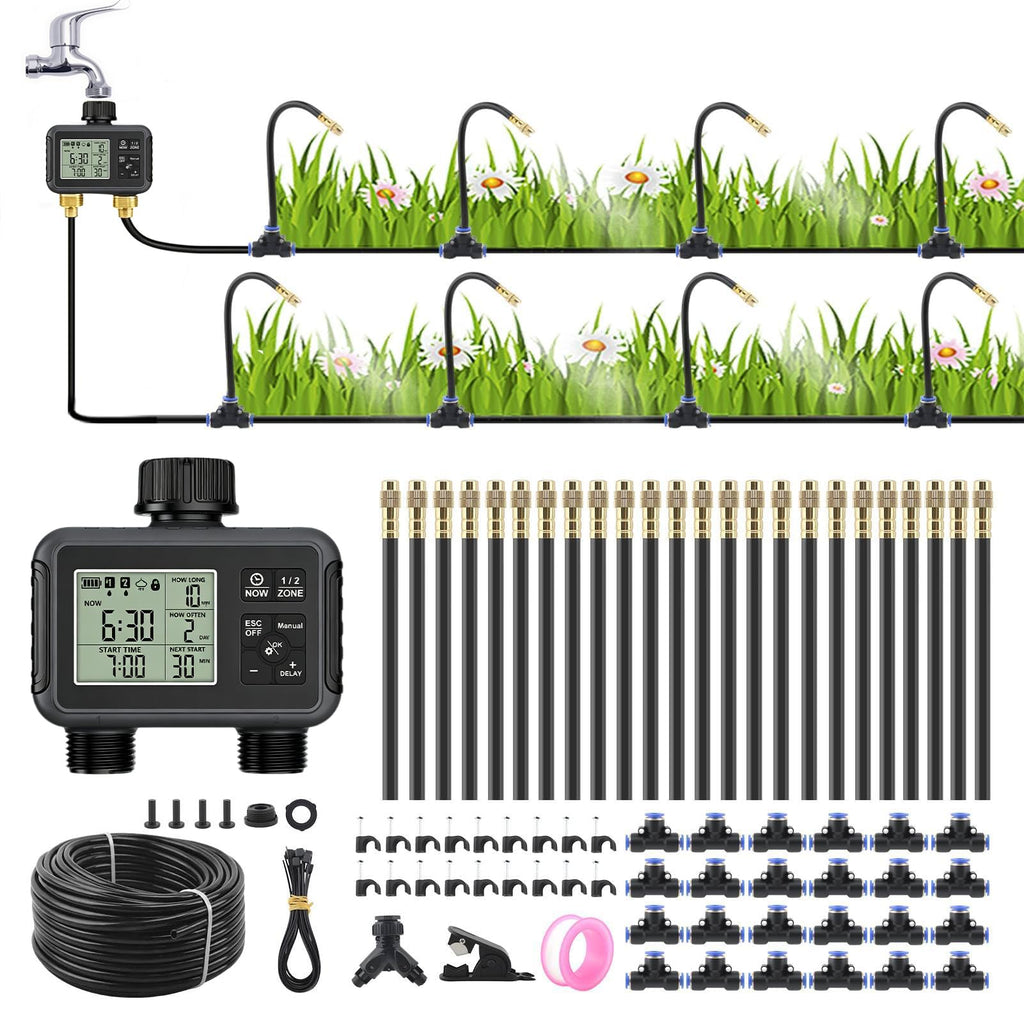 200 Ft Drip Irrigation System with Smart Water Timer (Double Tube)