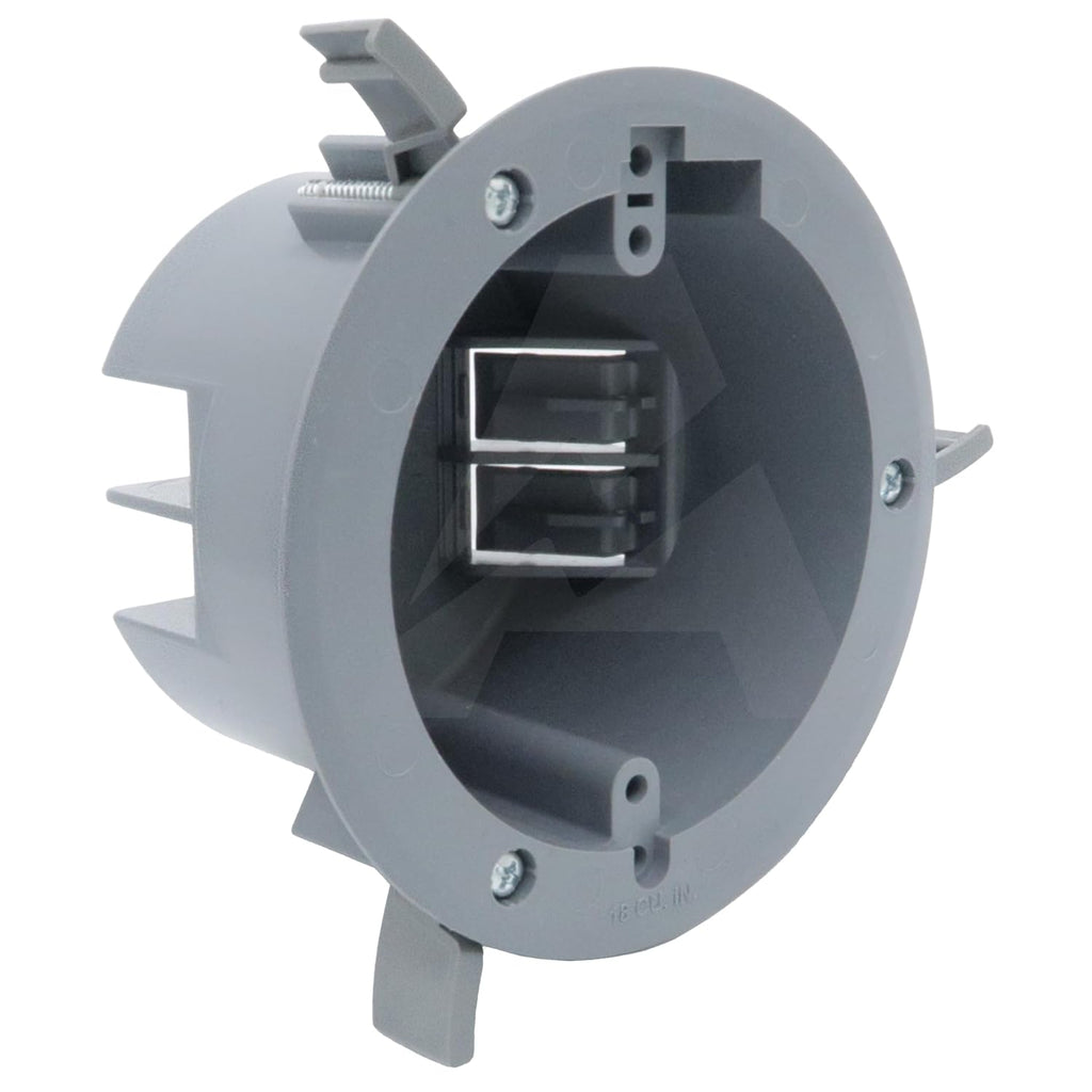 (Pack of 1) 4'' Old Work Round Electrical Box, One-Gang Grey PVC Junction Box, 18 Inch Capacity, Round Ceiling