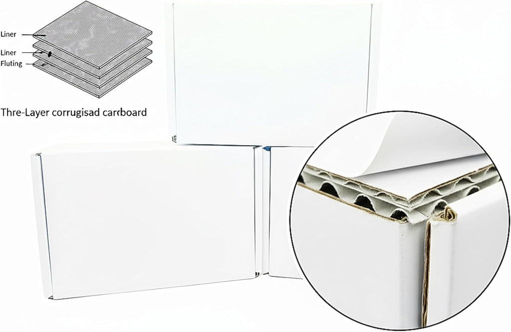 White Corrugated Cardboard Shipping Boxes 8x6x4 Inches Set of 2