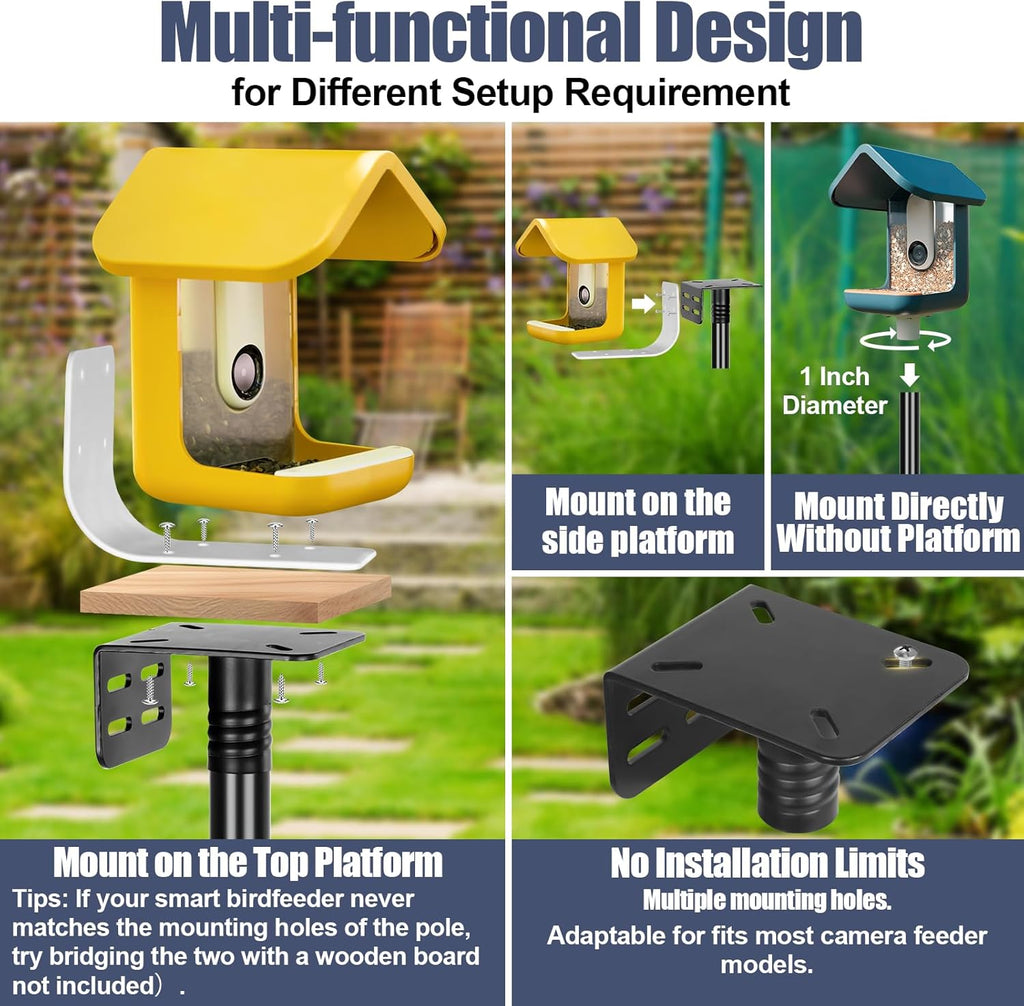 Smart Bird Feeder Pole 1-Inch Dia 79 Inch Bluebird House Pole for Outdoors Weather Station Heavy Duty Metal Mounting