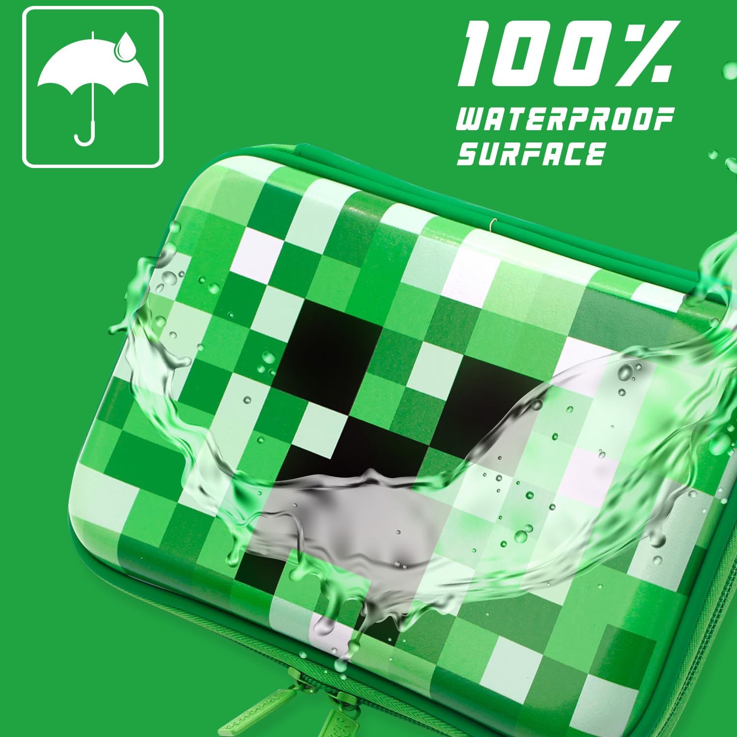 Green Pencil Case Boys Cute School Supply Organizer Cool Pen Box Holder Bag with Zipper for Kids