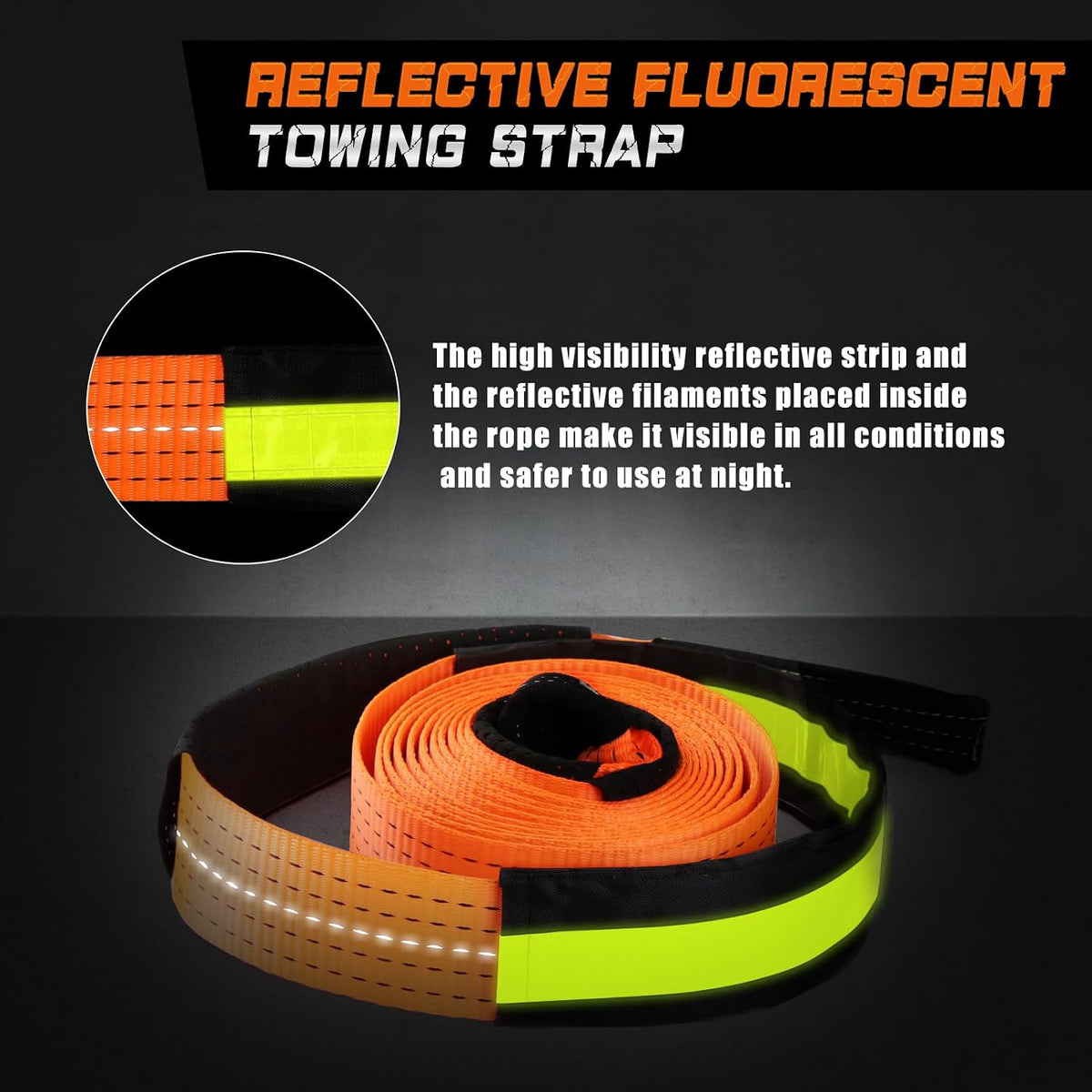 Tow Strap Heavy Duty with Hooks, 2"×16ft 22,000Lbs Tow Rope with D-Ring Shackles (2pcs) + Protective Gloves (2pcs)