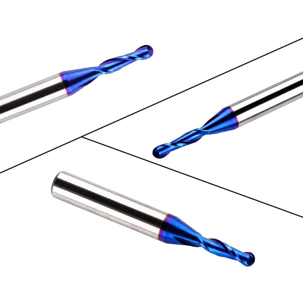 CNC Router Bits 1/4" Shank 1/8" Cutting Dia Ball Nose Spiral End Mill
