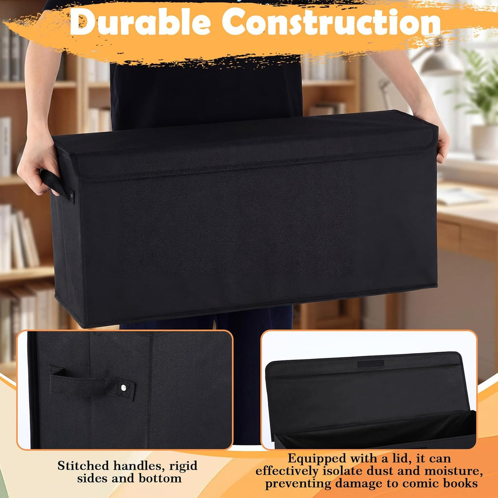 Long Comic Book Storage Box with Handle Lid 27.5"x7.5"x11"