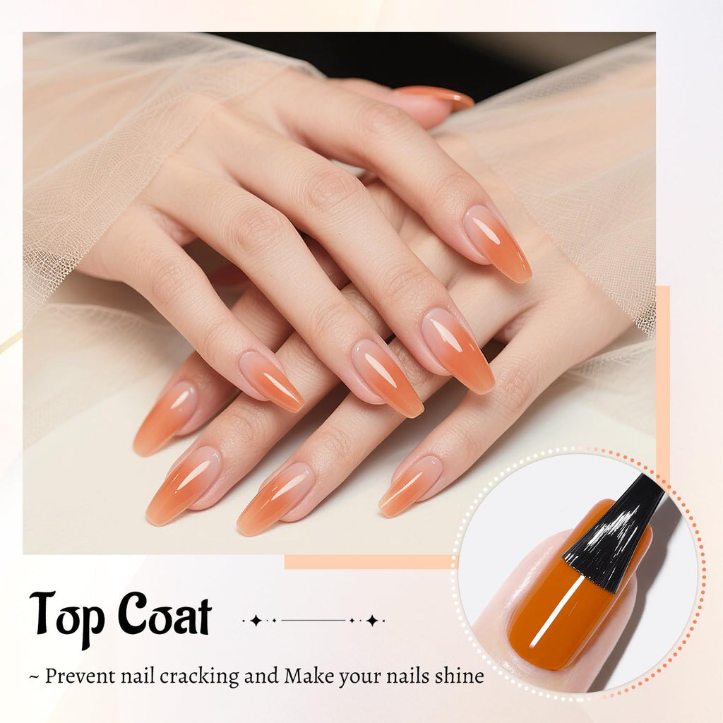 4 Bottle 10ML Nail Primer Base Coat Top Coat and Builder Gel Glossy Durable Long Lasting Gift for Girls at Home Salon