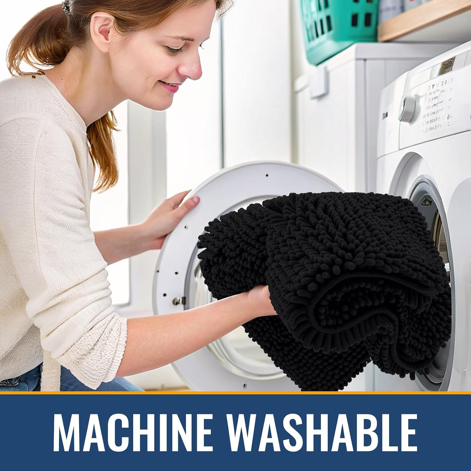 Bathroom Rugs 24x16, Extra Soft Absorbent Shaggy Chenille Bath Rugs, Machine Washable Rubber Backing Bath Mats for