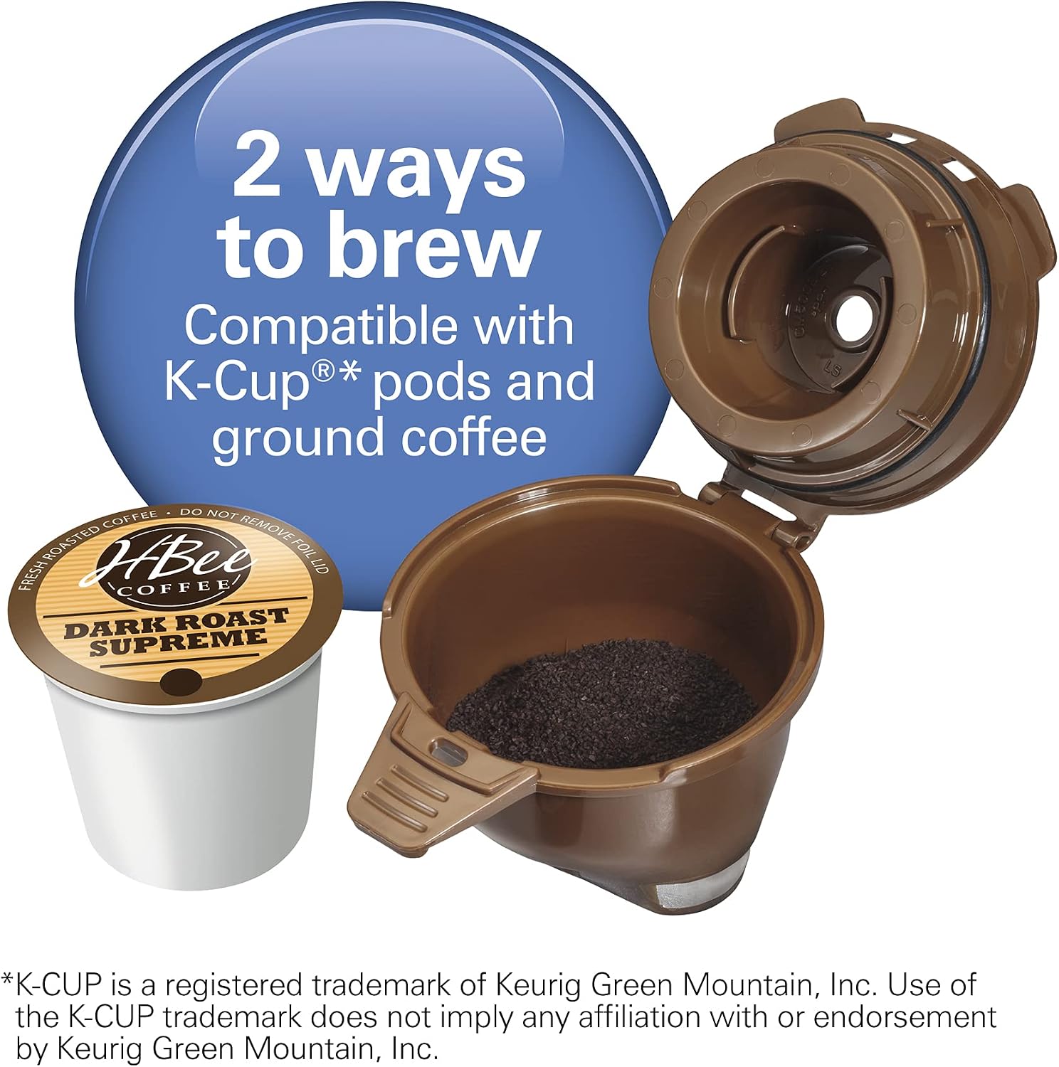 FlexBrew Single Serve Coffee Maker | Uses Pod Packs and Grounds | Regular & Bold Options | Slim Design | 14 oz.