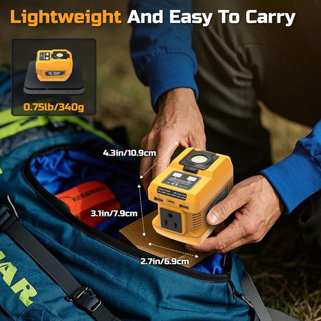 220W Power Inverter Compatible with Dewalt 20V Battery, DC 20V to AC 110V Inverter, Portable Power Station Generator