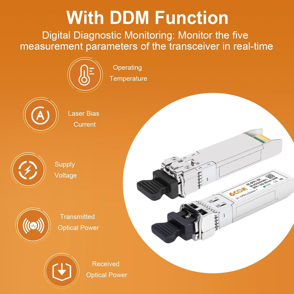 4Pack 10GBase-SR SFP+ Transceiver,10G 850nm 300M Dual LC Multi-Mode Module