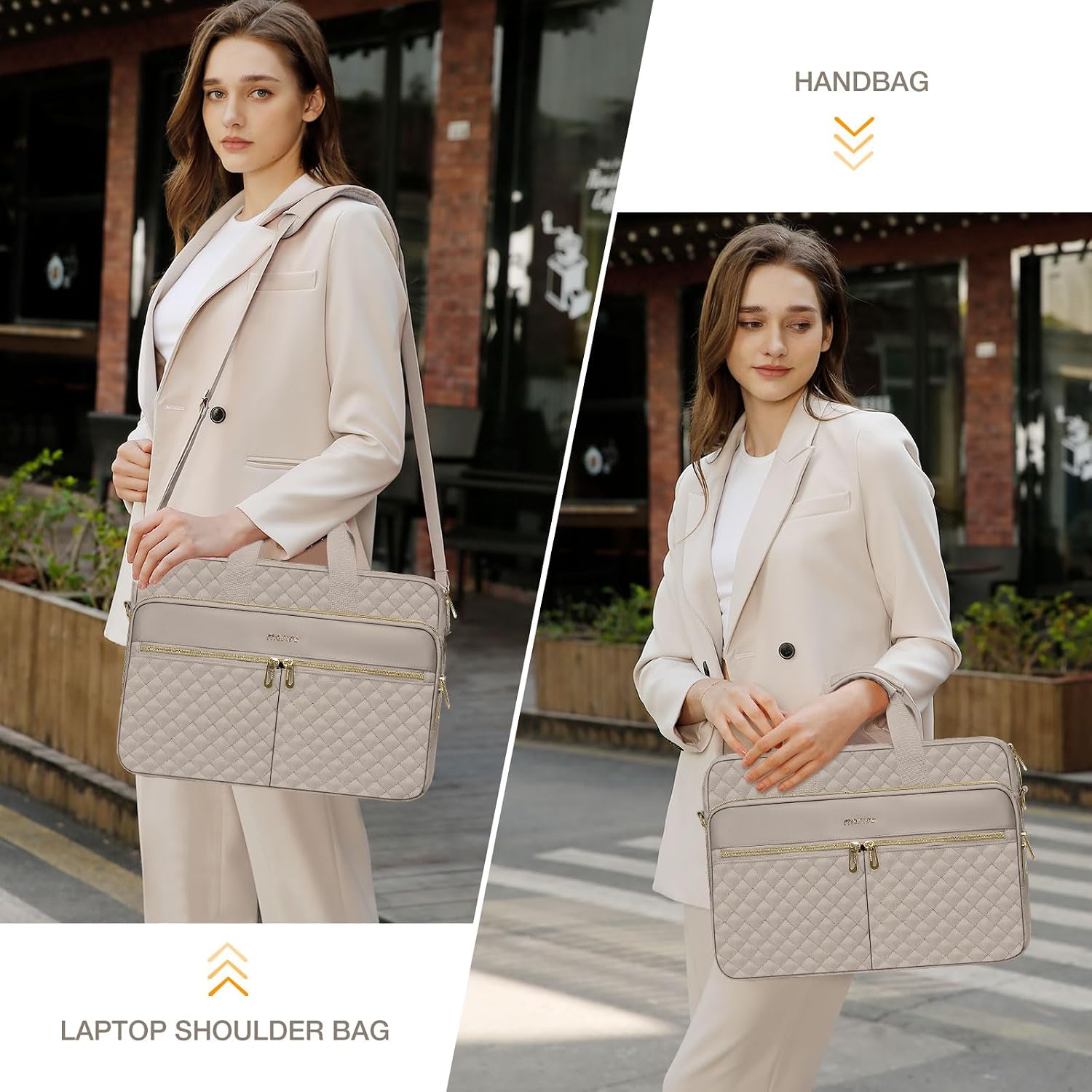 15-16 inch Laptop Bag, Laptop Briefcase Messenger Compatible with MacBook Pro 16/Air 15, HP, Dell, Lenovo, Square