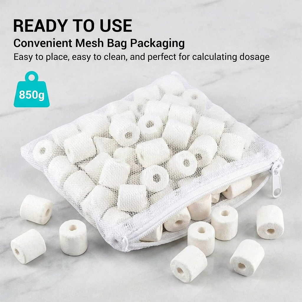 30oz Ceramic Rings for Aquarium Filter - Bio Media with 6 Mesh Bags
