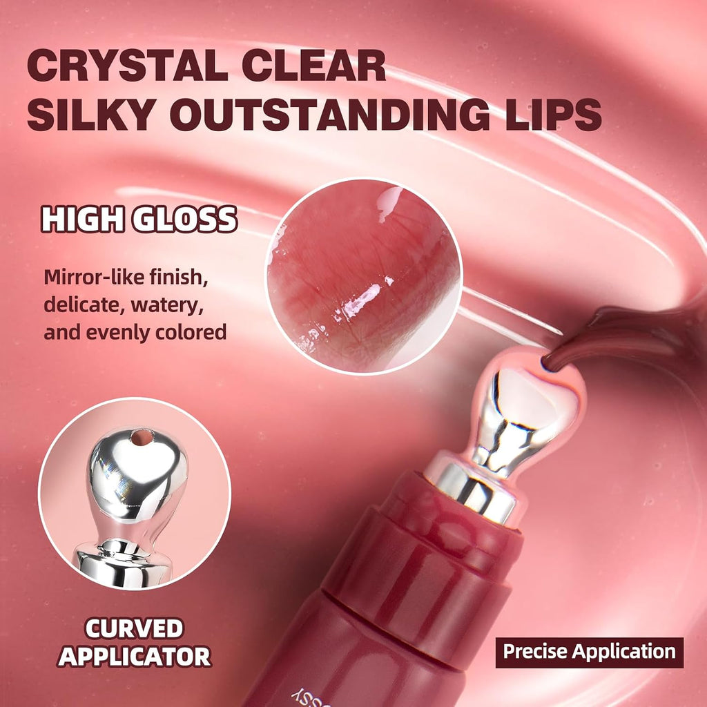 Brightening Lip Serum, Hydrating Glossy Lip Oil with Metal Applicator, Plumping Moisturizing Lip Care Tint