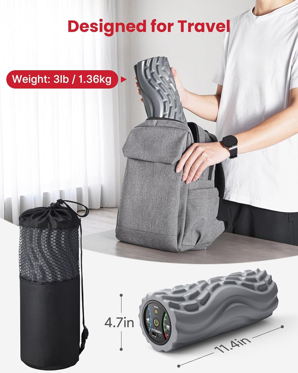 Vibrating Foam Roller for Exercise,5 Vibration Speeds,Rechargeable | Yoga Roller, Electric Roller for Deep Tissue