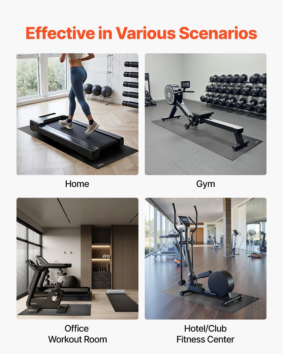 Treadmill Mat for Carpet Floor, Exercise Equipment Mat for Treadmills, Stationary & Recumbent Bikes, High Density PVC