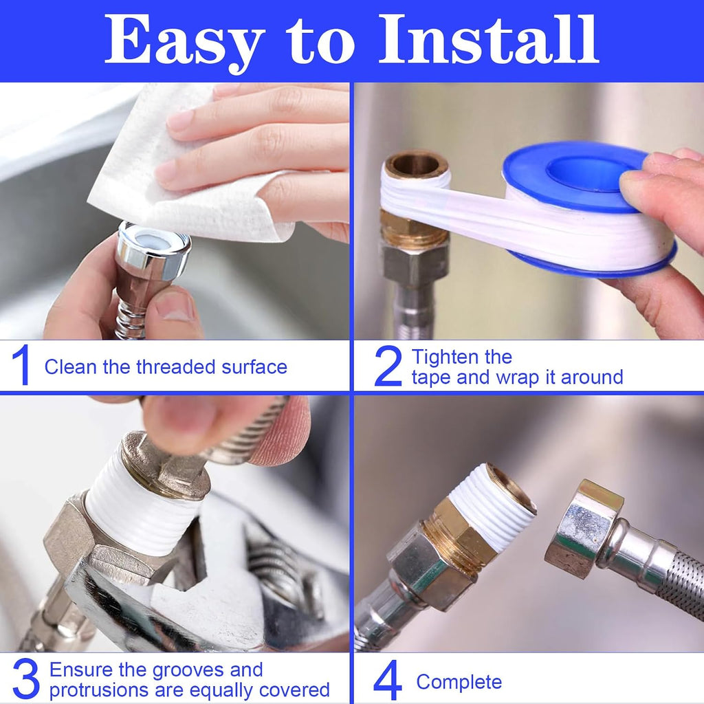 100 Rolls Teflon Tape,1/2 x 520 in Plumbers Tapes, PTFE Tape Waterproof Sealant Pipe Tape for Shower Head,Pipe