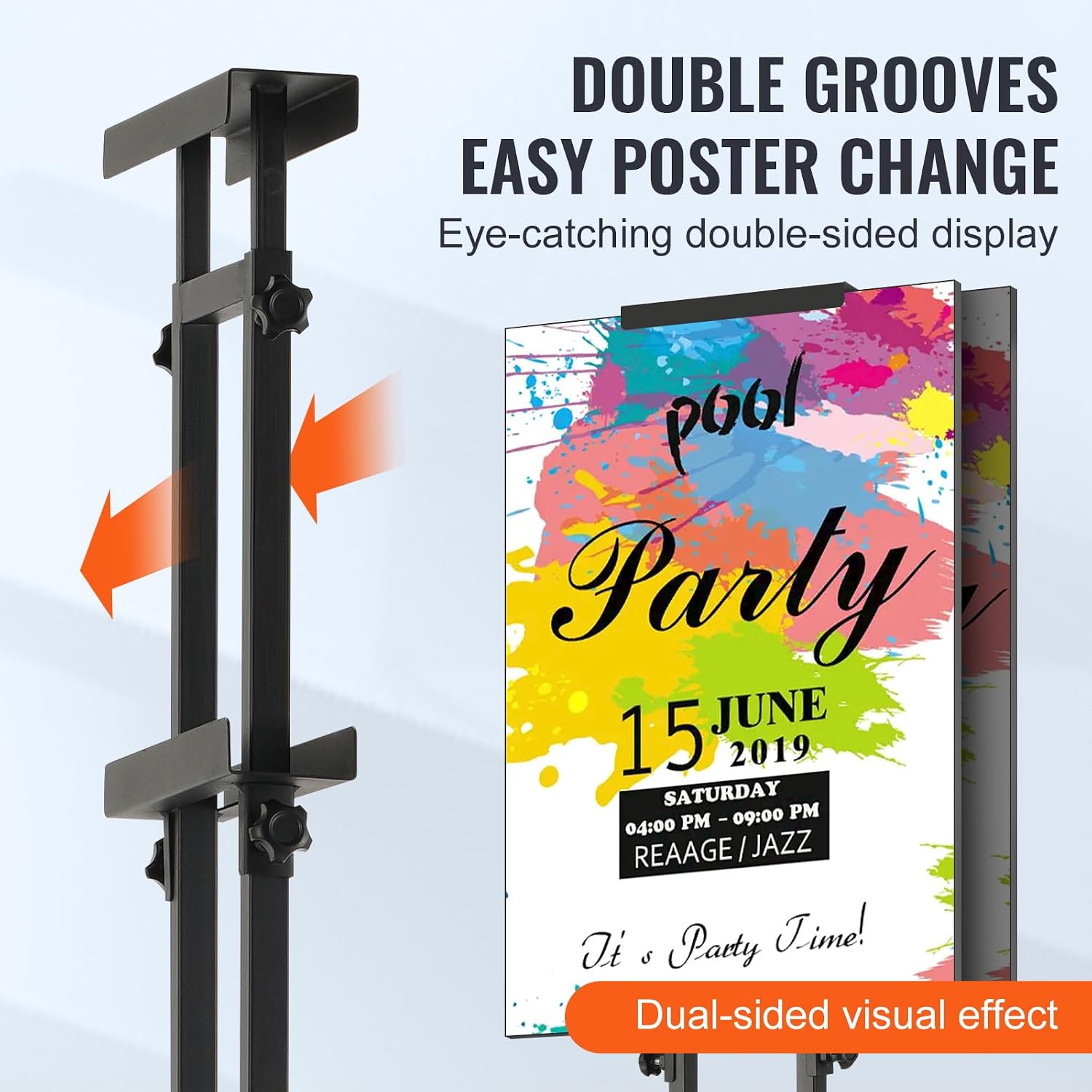 Poster Stand, Adjustable Height Up to 75", Double-Sided Heavy Duty Pedestal Sign Holder, Floor Standing Sign Holder