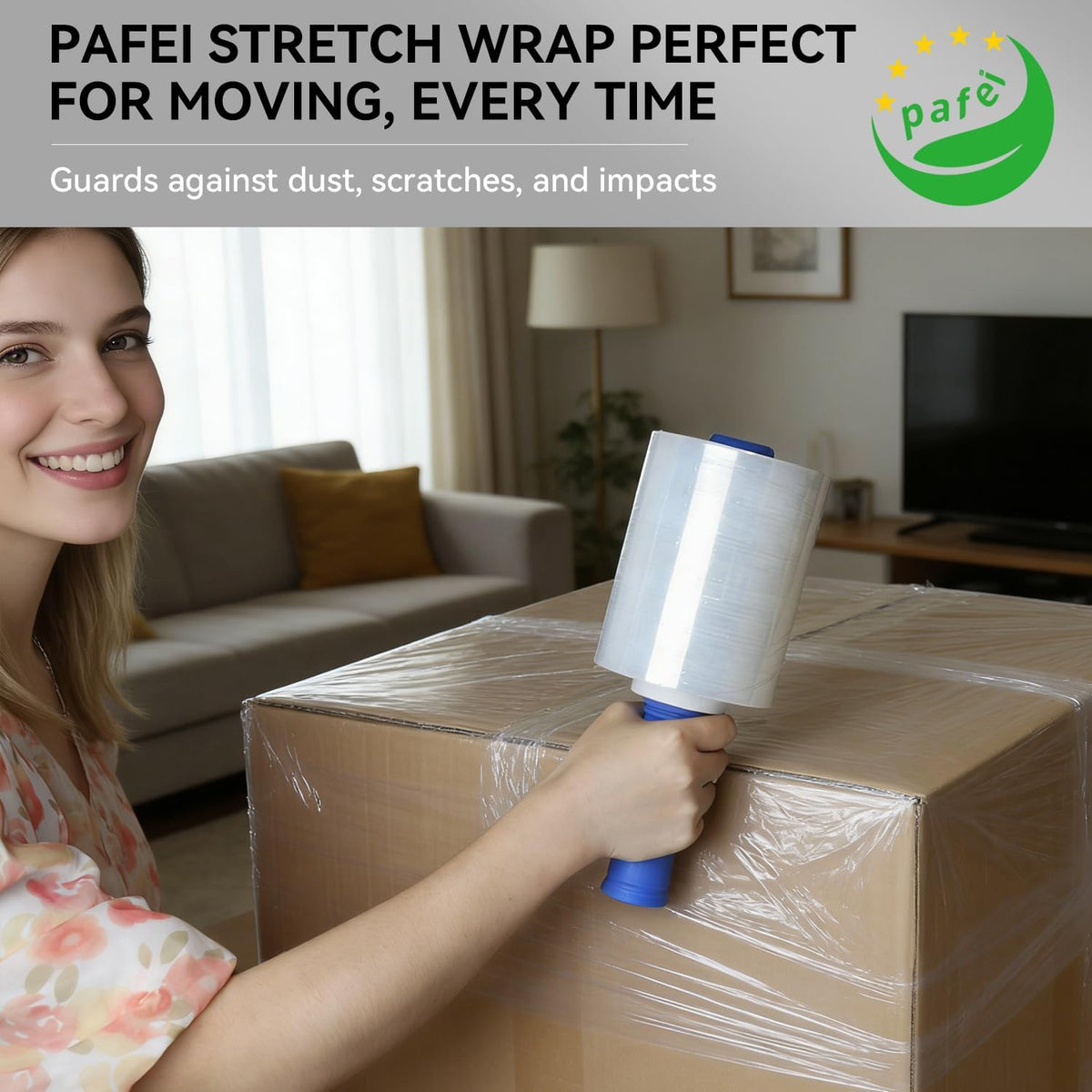 5 inch Plastic Stretch Film Shrink Wrap Roll for Moving -12 Rolls