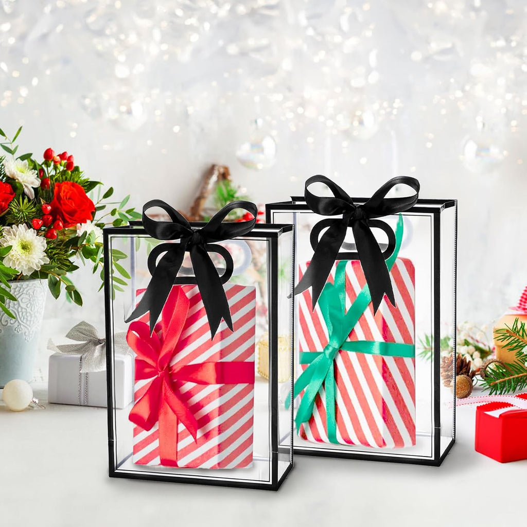 Clear Plastic Gift Bags with Handles, 7.1x3.1x10.2 Inch, 30 Pack