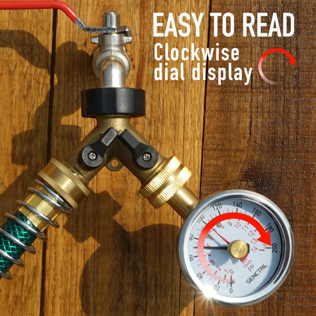 SENCTRL 0-200 Psi Lead-Free Water Pressure Gauge Test with Lazy Hand