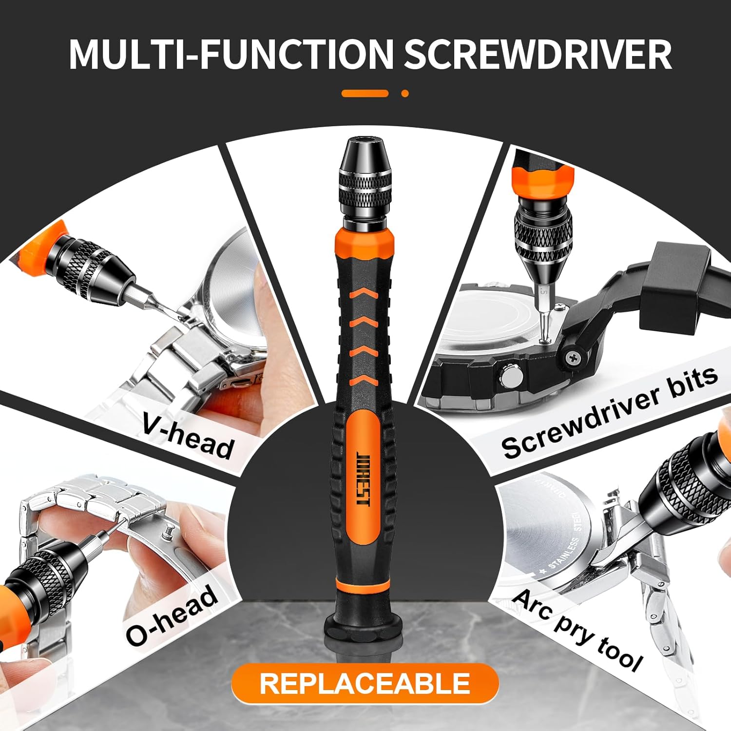 Watch Repair Tool Kit, Battery Replacement & Strap Adjustment, Wrench Opening Back Cover, Case Opener, Link Remover