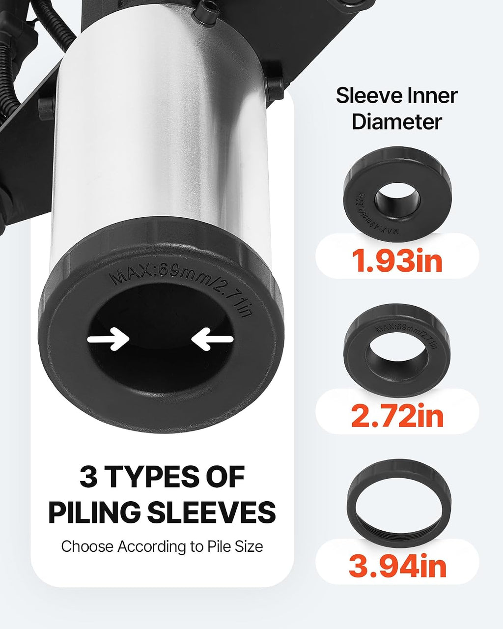 Gas Powered T Post Driver, 37.7cc 4-Stroke Engine Efficient Post Pounder with 3 Piling Sleeves, Vibration-Reducing
