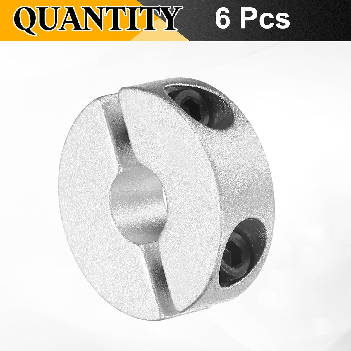 uxcell 6 Pcs Double Split Shaft Collar, 8mm Bore 25mm OD, 6061 Aluminum