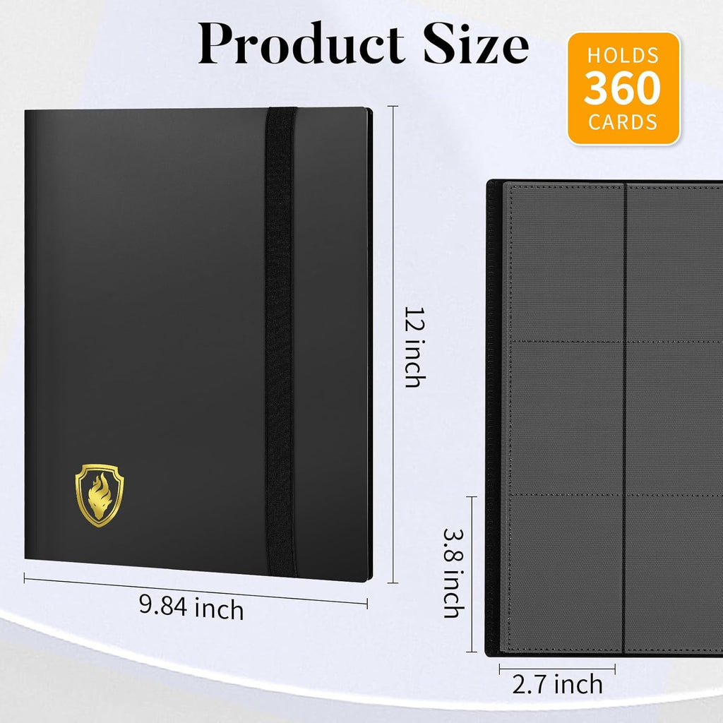 Heavy Duty Card Binder, Fabmaker 9 Pocket Trading Card Binder for 360 Cards | Sleek Side-Loading Card Album, Sturdy