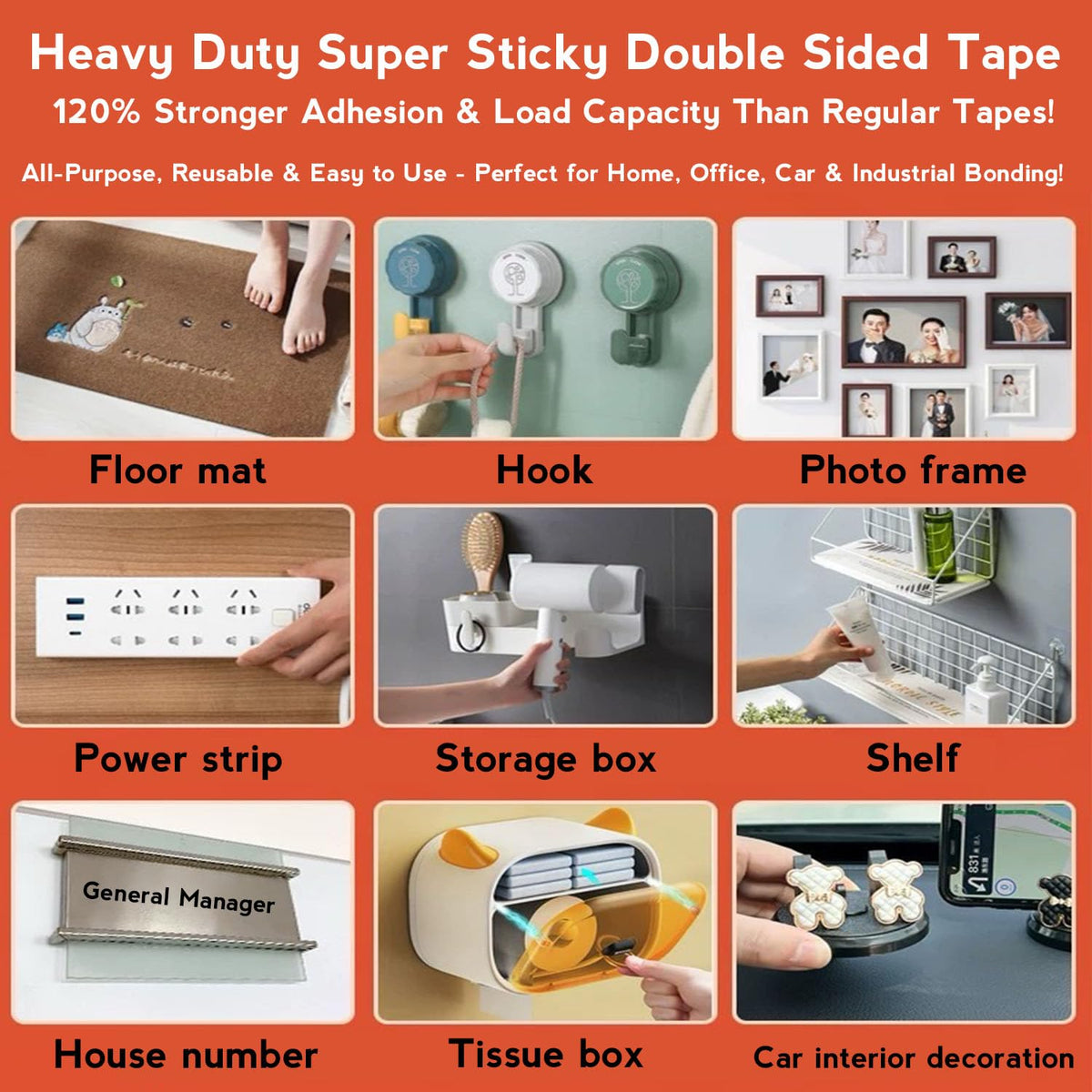 Heavy-Duty Double Sided Nano Tape, Reusable, No Marks, 10ft