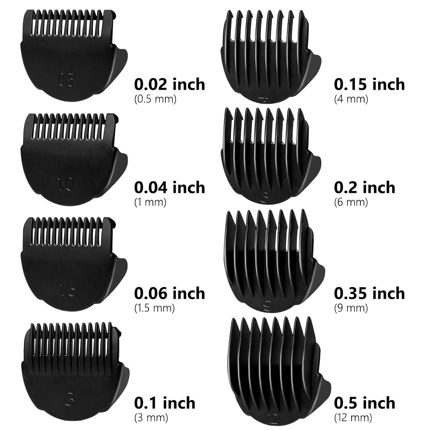 Hair Clipper Guards Guides 8pcs 0.02inch to 0.5Inch(0.5mm-12mm) Fits For Manspot Body Trimmer,Meridian Ball Trimmer