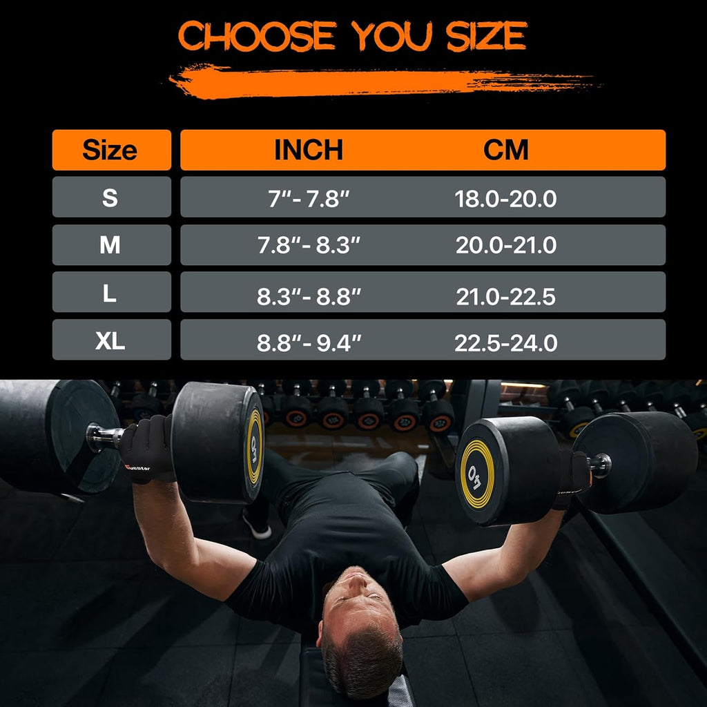 Workout Gloves, Heavy Duty Cowhide Padded Weight Lifting Gloves with Wrist Support, Full Palm Protection & Silicone