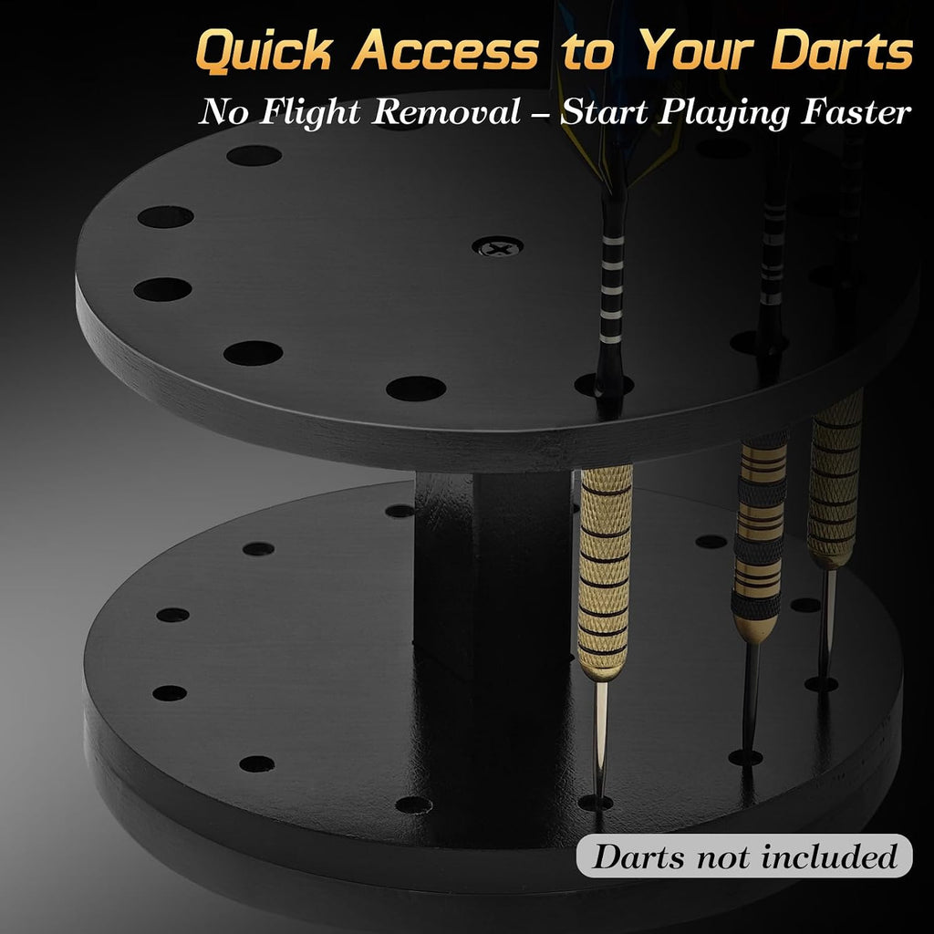 Wooden Dart Holder Stand for Desk or Shelf – Holds 12 Fully Assembled Steel or Soft Tip Darts – Compact Tabletop