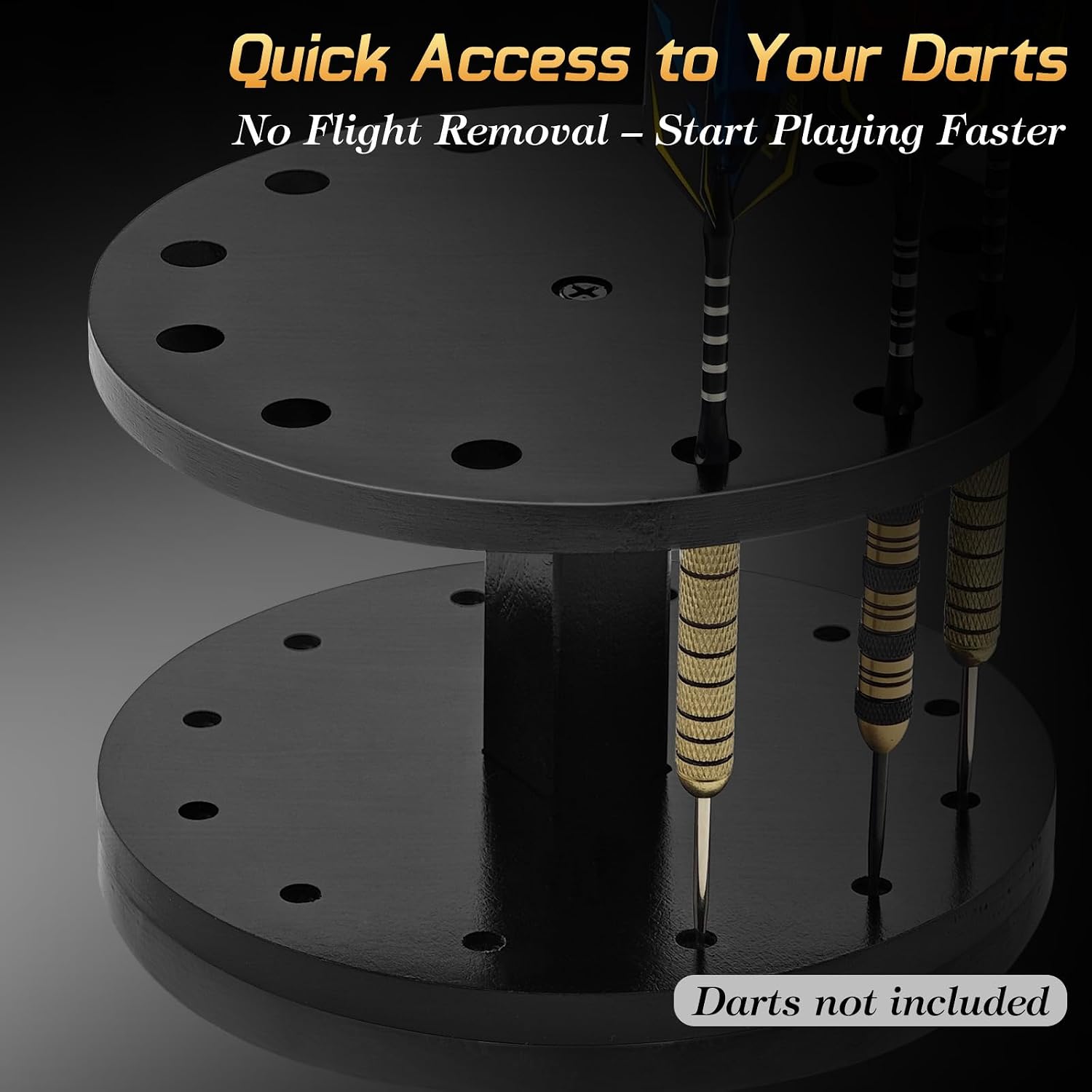 Wooden Dart Holder Stand for Desk or Shelf – Holds 12 Fully Assembled Steel or Soft Tip Darts – Compact Tabletop