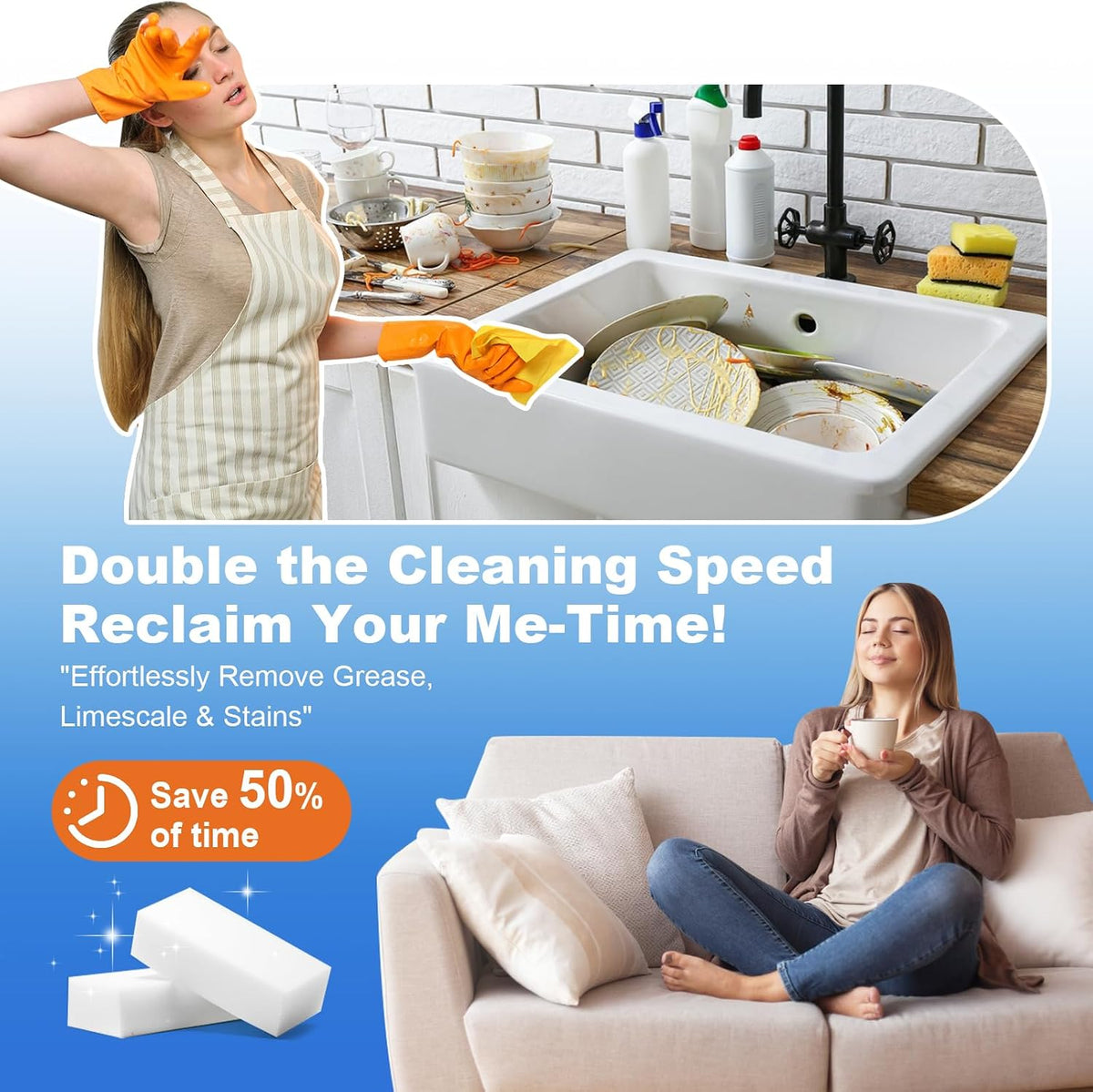 21-Pack Extra-Thick Melamine Cleaning Sponges