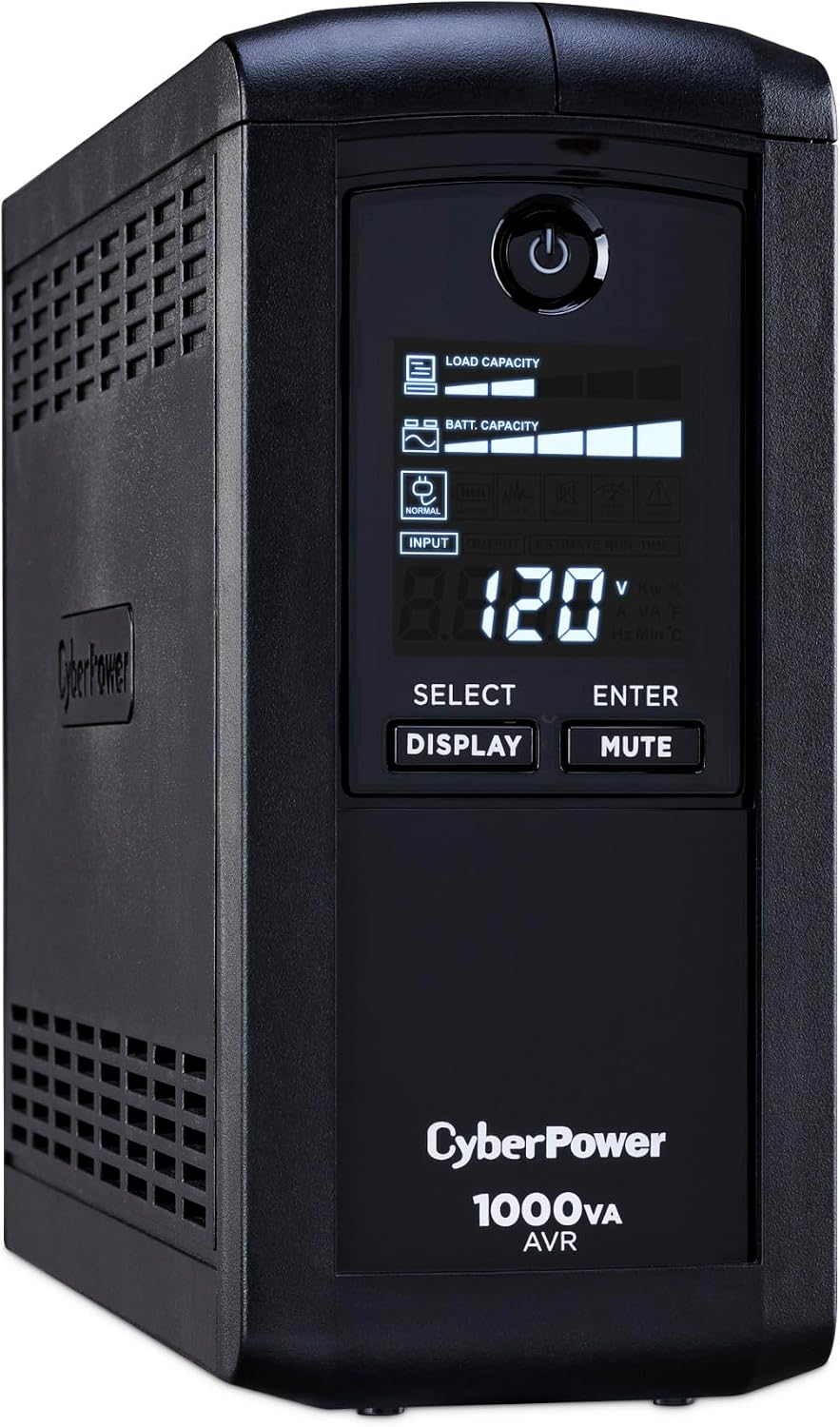 CP1000AVRLCD Intelligent LCD UPS Battery Backup | Surge Protector, 1000VA/600W, 9 Outlets, AVR, Mini-Tower