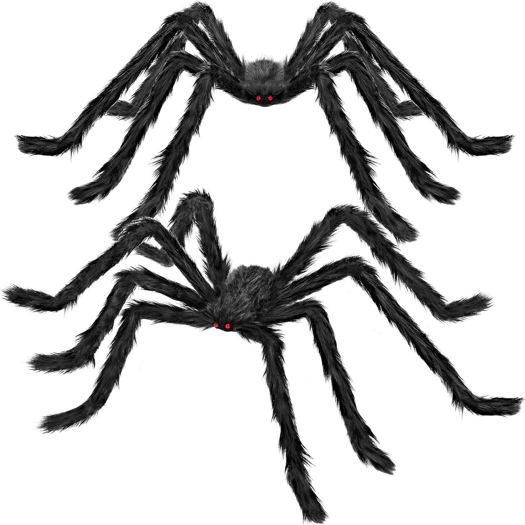 Halloween Decorations Outdoor, 2PCS 59" Scary Giant Spiders, Halloween Party Decorations, Large Haunted House