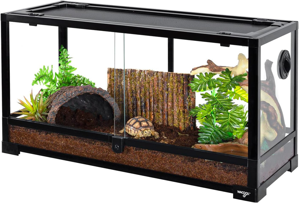 Large Reptile Tank 25 Gallon, 360°Full Vision Glass Reptile Terrarium with Top Mesh Lid for Beaded Dragon Lizard