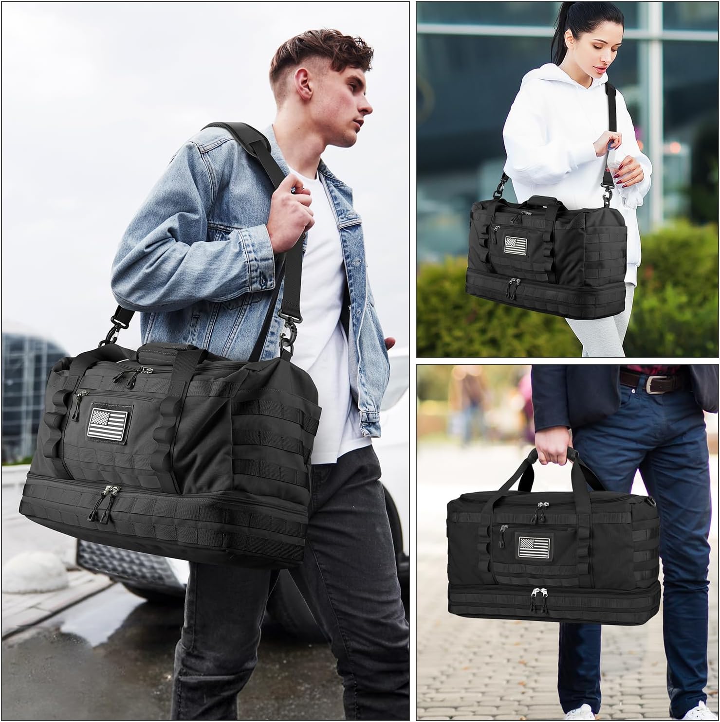 Gym Bag for Men Women, Carry on Luggage 22x14x9 Airline Approved, Tactical Travel Duffle Bag with Toiletry Bag and