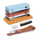 Knife Sharpening Stone Kit - 400/1000 3000/8000 Grit Japanese Whetstone Set with Non-Slip Rubber Base, Angle Guide