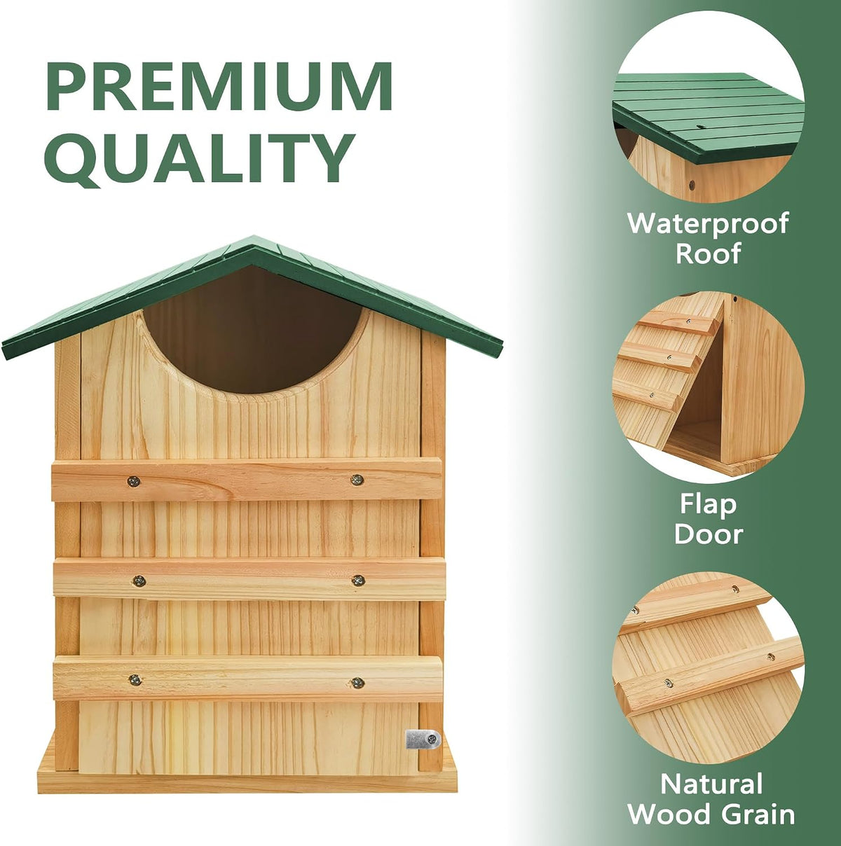 Owl House, 13" x 9" x 9" Owl Nesting Box for Outside with Mounting Screws and Wood Shavings, Cedar Screech Owl House