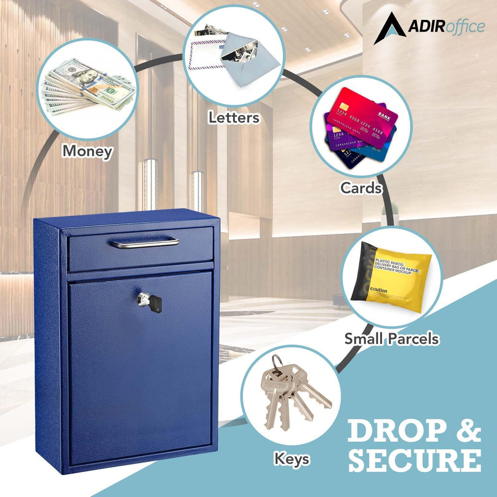 Mailboxes for Outside Wall Mount Large with Key Lock, Metal Locking Mailbox with Post Outdoor, Residential Mail Box